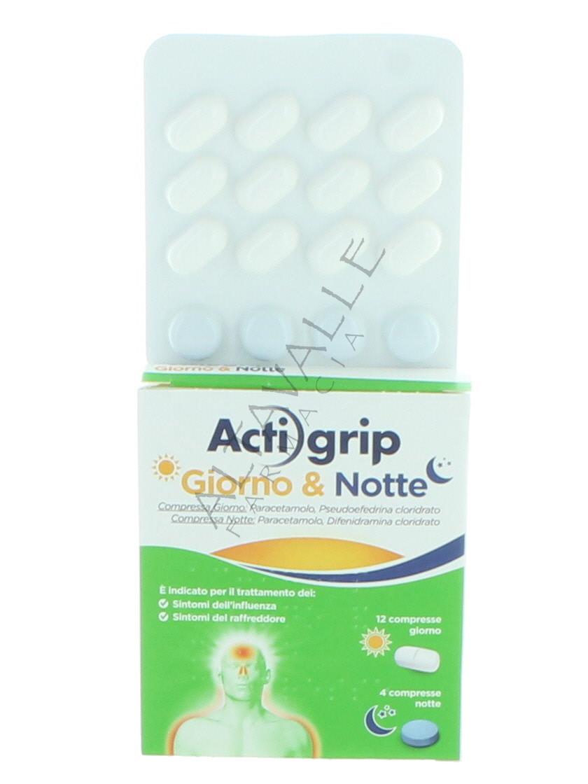 Actigrip Giorno & Notte Raffreddore e Influenza 12 + 4 Compresse 