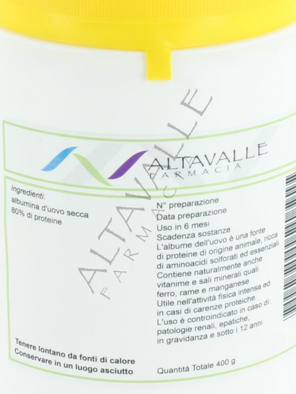 Polvere albumina uovo 80% 400 a € 33,50 su Altavalle Farmacia