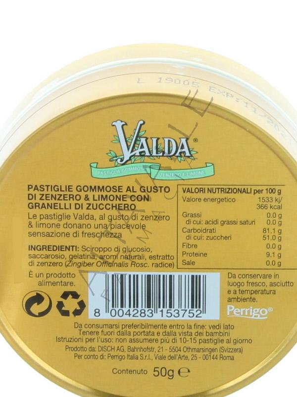 VALDA ZENZERO E LIMONE SENZA ZUCCHERO 50G